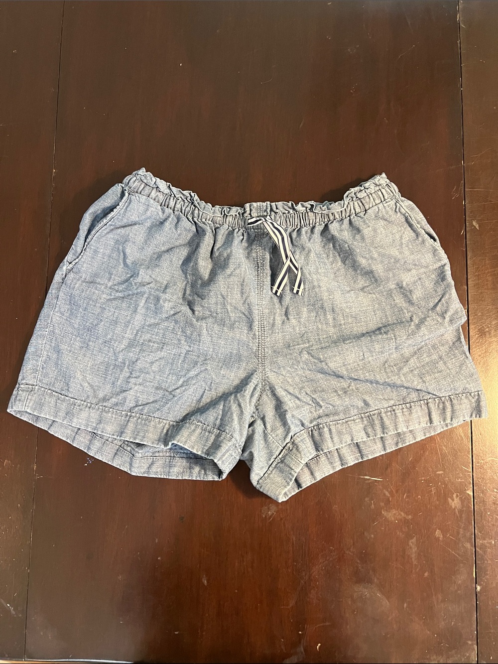 Lands' End Light Blue Drawstring Women's Athletic Shorts